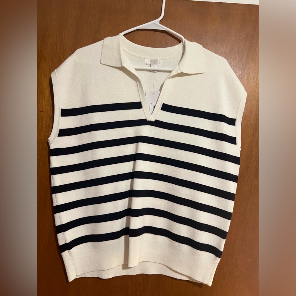 Sleeveless Popover Polo Sweater